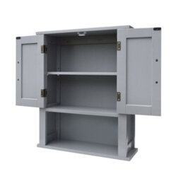 Teamson Home Wall Mounted Bathroom Medicine Cabinet With Open Shelf, Bathroom Storage, Grey - thumbnail 8