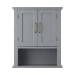 Teamson Home Wall Mounted Bathroom Medicine Cabinet With Open Shelf, Bathroom Storage, Grey - thumbnail 5