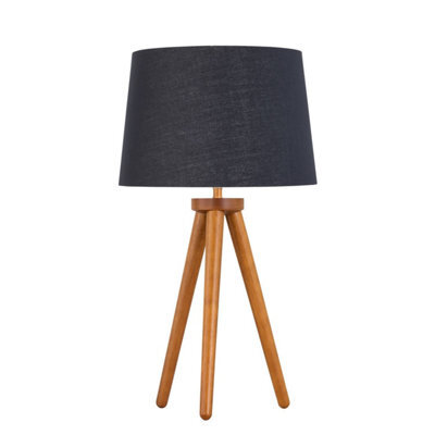 First Choice Lighting Voyage - Dark Oak Table Lamp Or Bedside Light With Black & Gold Shade - image 1