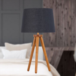 First Choice Lighting Voyage - Dark Oak Table Lamp Or Bedside Light With Black & Gold Shade - thumbnail 4