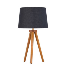 First Choice Lighting Voyage - Dark Oak Table Lamp Or Bedside Light With Black & Gold Shade