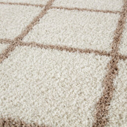 The Rugs Moroccan Shaggy Rugs And Runners Soft Fluffy Diamond Design High Pile Ivory And Beige Living Room Kitchen Hallway 530 - thumbnail 2