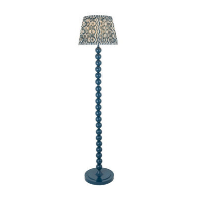 Luminosa Lighting Luminosa Higgledy Gloss Marlin Blue Paint Floor Lamp With Marlin Blue Fabric Ripple Shade 35Cm E27 - image 1