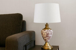 Lighting Supermarket Hepburn Antique Table Lamp With Ivory Linen Shade Printed Ceramic Effect 58Cm - thumbnail 5