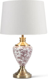 Lighting Supermarket Hepburn Antique Table Lamp With Ivory Linen Shade Printed Ceramic Effect 58Cm - thumbnail 3