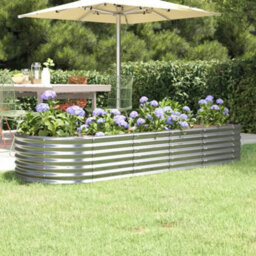 Berkfield Durable Garden Planter Powder-Coated Steel 224X80X36 Cm Silver - thumbnail 2