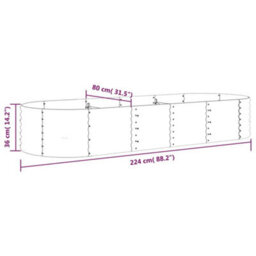Berkfield Durable Garden Planter Powder-Coated Steel 224X80X36 Cm Silver - thumbnail 6