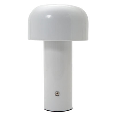 Happy Homewares Gloss White Modern Mushroom Style Rechargeable Led Touch Dimmable Table Lamp - image 1