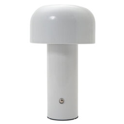Happy Homewares Gloss White Modern Mushroom Style Rechargeable Led Touch Dimmable Table Lamp
