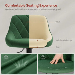Heavy-Duty Swivel Bar Stool - Adjustable Height And Velvet Comfort In Dark Green - thumbnail 4