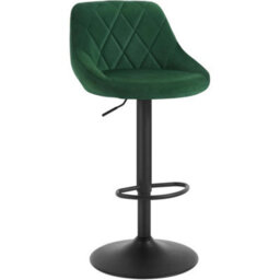 Heavy-Duty Swivel Bar Stool - Adjustable Height And Velvet Comfort In Dark Green - thumbnail 1