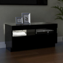 Berkfield Modern Tv Cabinet With Led Lights Black 80X35X40 Cm - thumbnail 5