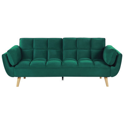 Beliani Sofa Bed 3 Seater Asby Velvet Green - image 1