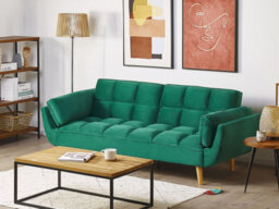 Beliani Sofa Bed 3 Seater Asby Velvet Green - thumbnail 2