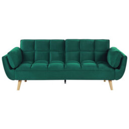 Beliani Sofa Bed 3 Seater Asby Velvet Green - thumbnail 1