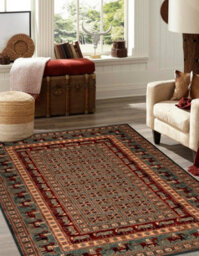 RugsX Wool Carpet Kashqai 4301 401 Oriental, Frame Green / Terracotta  67X130 Cm - thumbnail 1