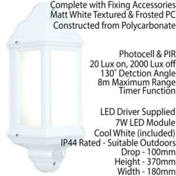 Ip44 Outdoor Wall Light Matt White Frosted Traditional Lantern Pir Motion Lamp - thumbnail 2
