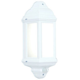 Ip44 Outdoor Wall Light Matt White Frosted Traditional Lantern Pir Motion Lamp - thumbnail 1