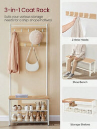 LEDREM Coat Rack, Hall Tree With Shoe Storage Bench, 12.6 X 27.6 X 68.9 Inches, Industrial - thumbnail 4