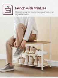 LEDREM Coat Rack, Hall Tree With Shoe Storage Bench, 12.6 X 27.6 X 68.9 Inches, Industrial - thumbnail 5