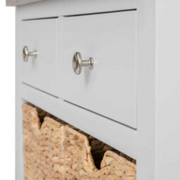 Farro Grey 85Cm Console Table With Baskets - Painted With Oak Top - Fully Assembled By Roseland Furniture - thumbnail 4