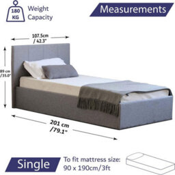 Home Treats Side Lift Ottoman Bed Single Storage Bed Frame - thumbnail 5