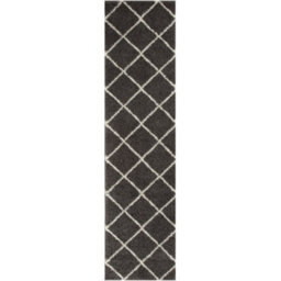 The Rugs Moroccan Shaggy Rugs And Runners Soft Fluffy Diamond Design High Pile Dark Grey And Ivory Living Room Kitchen Hallway 540
