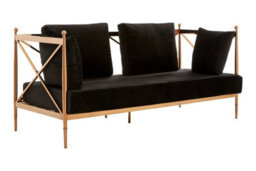 Orsina Sturdy 2 Seat Rose Gold Lattice Arms Sofa, Stylish Mid Century Sofa For Bedroom, Sleek 2 Seater Sofa - thumbnail 1