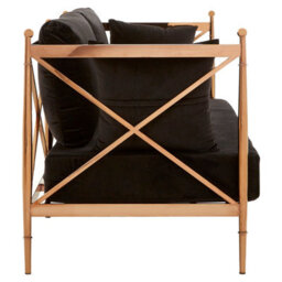 Orsina Sturdy 2 Seat Rose Gold Lattice Arms Sofa, Stylish Mid Century Sofa For Bedroom, Sleek 2 Seater Sofa - thumbnail 3