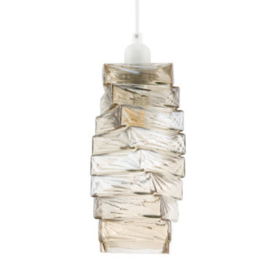 Happy Homewares Sleek Gold Tinted Pendant Light Shade With Staggered Rectangular Body - image 1