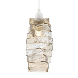 Happy Homewares Sleek Gold Tinted Pendant Light Shade With Staggered Rectangular Body - thumbnail 2