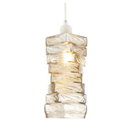 Happy Homewares Sleek Gold Tinted Pendant Light Shade With Staggered Rectangular Body - thumbnail 4