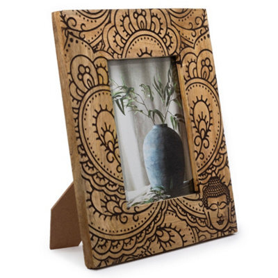Serenityy Large Mango Wood Picture Frame For 13X18Cm Photos 28X23X2Cm - Buddha Design - Black