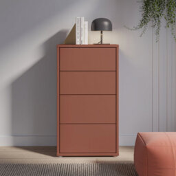 Furniture To Go Alice Springs Tall 4 Drawer Chest With Push-To-Open Drawers In Terracotta - thumbnail 1