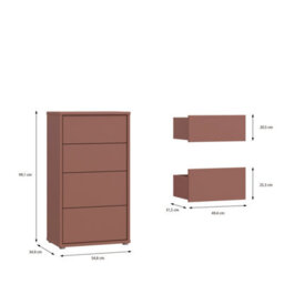 Furniture To Go Alice Springs Tall 4 Drawer Chest With Push-To-Open Drawers In Terracotta - thumbnail 8