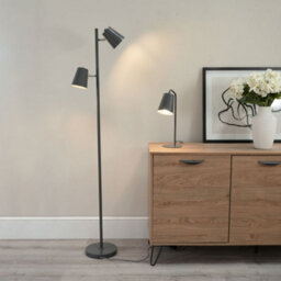 Valuelights Bibi Grey Metal 2 Way Standing Floor Lamp For Living Room Office Reading Light