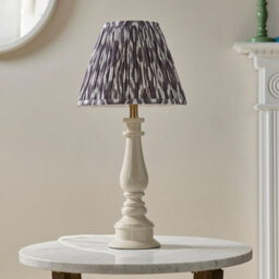 Luminosa Lighting Luminosa Myrtle Almond White Table Lamp With Pearl Grey Fabric Ikat Shade 25Cm B22 - thumbnail 3