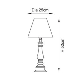 Luminosa Lighting Luminosa Myrtle Almond White Table Lamp With Pearl Grey Fabric Ikat Shade 25Cm B22 - thumbnail 8