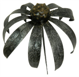 Metal Echinacea Daisy Flower Ornament On 100Cm Stick - Set Of 3 Silver - thumbnail 3