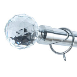A.unique Home Gem Crystal Ball Metal Extendable Curtain Pole With Rings And Fittings (25/28mm) - Nickel, 180Cm - 340Cm Approx - thumbnail 2