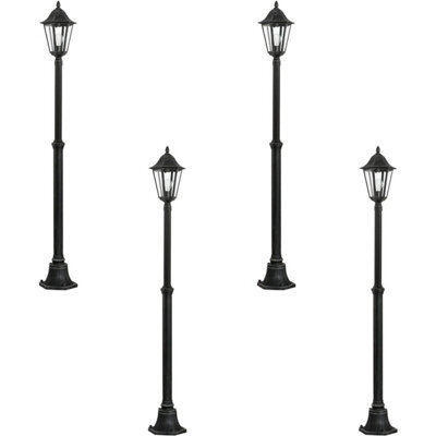4-Pack Ip44 Outdoor Bollard Lights - Black & Silver Lanterns For Pathway Illumination - image 1