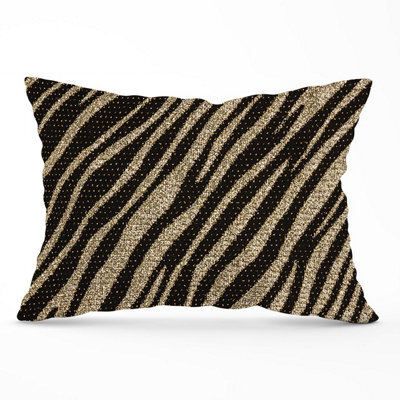 Warren Reed Designer Golden Zebra Print Cushions 33Cm X 48Cm