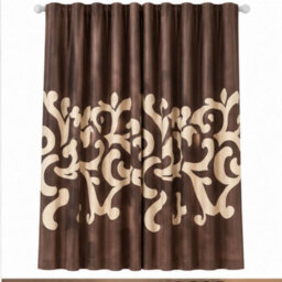 "Smart Living Polycotton Curtains Pair With Tie Backs - Contemporary Scroll Pattern- Chocolate/cream - 66""x72""" - thumbnail 3
