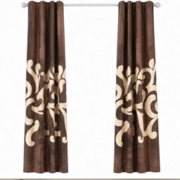 "Smart Living Polycotton Curtains Pair With Tie Backs - Contemporary Scroll Pattern- Chocolate/cream - 66""x72""" - thumbnail 2