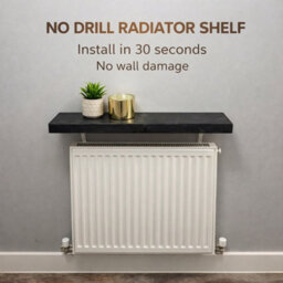Mkgt Solid Wood Radiator Shelf, No Drill With Brackets, Handmade In Uk (Black, 70Cm) - thumbnail 2