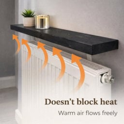 Mkgt Solid Wood Radiator Shelf, No Drill With Brackets, Handmade In Uk (Black, 70Cm) - thumbnail 3