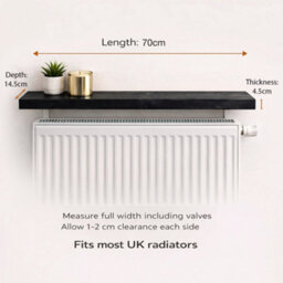 Mkgt Solid Wood Radiator Shelf, No Drill With Brackets, Handmade In Uk (Black, 70Cm) - thumbnail 6