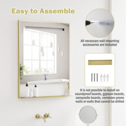 Gainoom 80 X 60Cm Led Bathroom Mirror Aluminum Framed Vanity Mirror Wall-Mounted Mirror - thumbnail 6