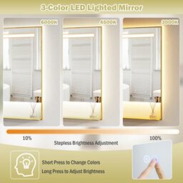 Gainoom 80 X 60Cm Led Bathroom Mirror Aluminum Framed Vanity Mirror Wall-Mounted Mirror - thumbnail 9