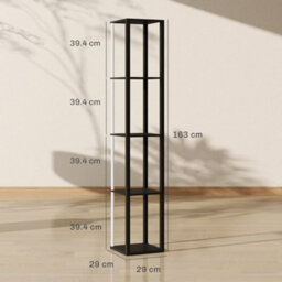 Homcom Rgb Led Floor Lamp With Shelves And Remote Control For Bedroom, Black - thumbnail 3